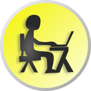 Blogger Sitting at a Desk