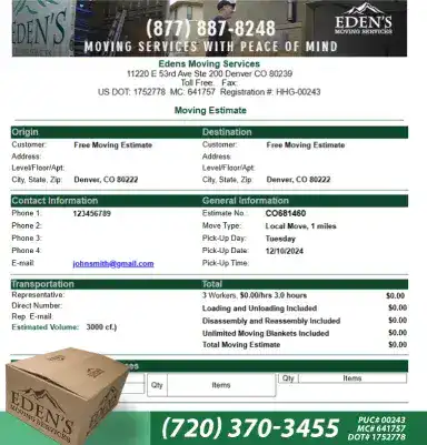 Get a free moving quote from Eden's Moving Services — Denver movers you can trust
