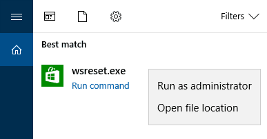 Reset Windows Store via CMD
