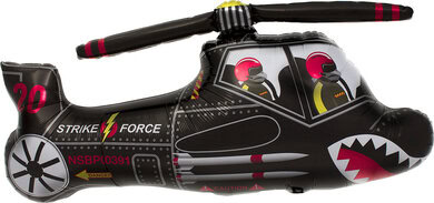 36 Inch  Black Chopper Helicopter Foil Balloon