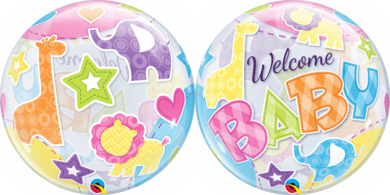 22" Deco Bubble Packaged Welcome Baby Animals Patterns 