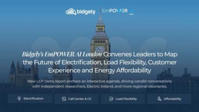 شعار مؤتمر EmPOWER AI لندن المنظم من قبل شركة Bidgely لمناقشة ابتكارات الذكاء الاصطناعي في قطاع الطاقة.