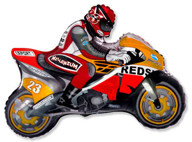 Motocycle Motorbike Foil Balloon 27" x 33" Orange