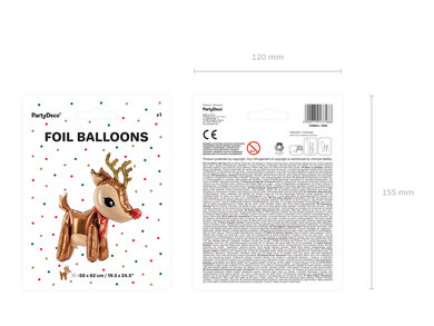 3D Standing Reindeer Foil Balloon Air Fill  19.5" x 24.5" - Image 2