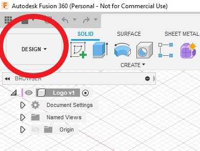 fusion 360 workspace menu