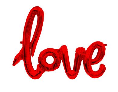 LOVE Script Foil Balloon - Red