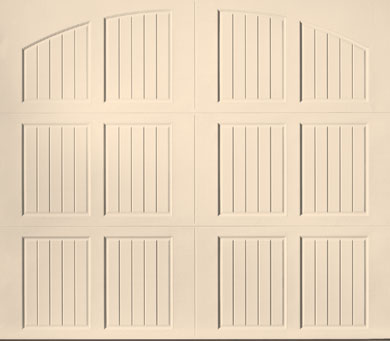 alt=" Amarr Classica carriage house door style Tuscany closed arch almond"