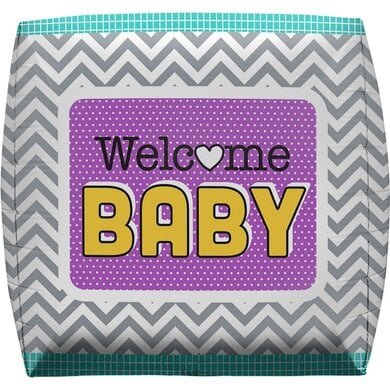 17 Inch  Welcome Baby Cube Foil Balloon - Image 2