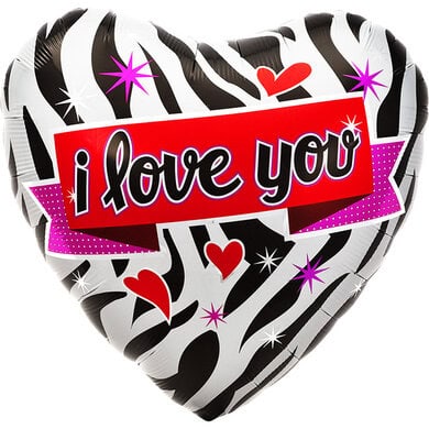 18 Inch Zebra Love Heart Foil Balloon