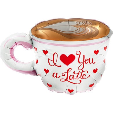 14 Inch  Love You a Latte Air fill Self Sealing Foil Balloon