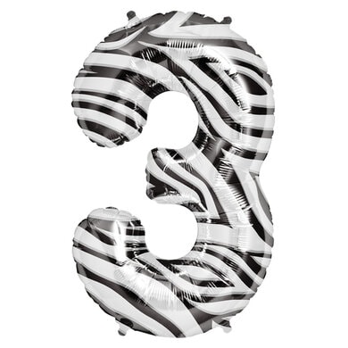 34 Inch  Number 3 - Zebra