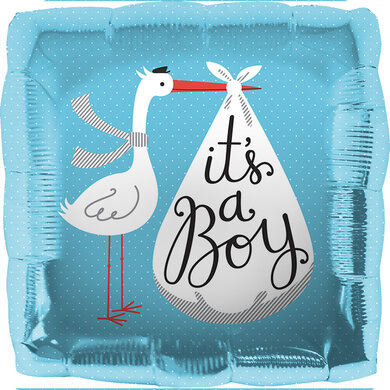 18 Inch It's A Boy Stork Baby Foil Balloon