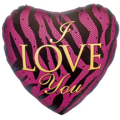 18 Inch I Love You Zebra Foil Balloon