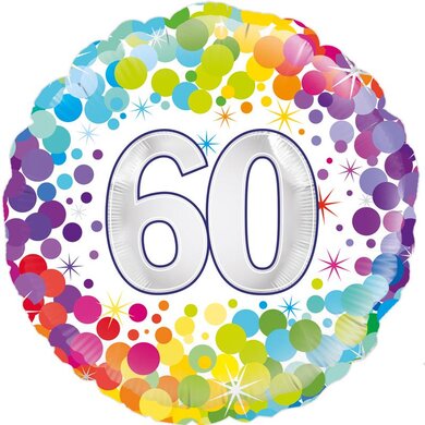 Oaktree 18 Inch Colourful Confetti Happy Birthday 60th