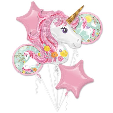 Pastel Magical Unicorn Bouquet Foil Balloon set of 5