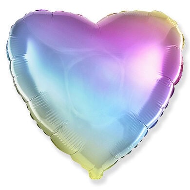 18" Heart Rainbow Gradient Pastel Foil Balloon