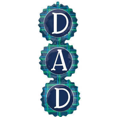 Fathers Day DAD Checks SuperShape Foil Balloon 13" w x 38" h