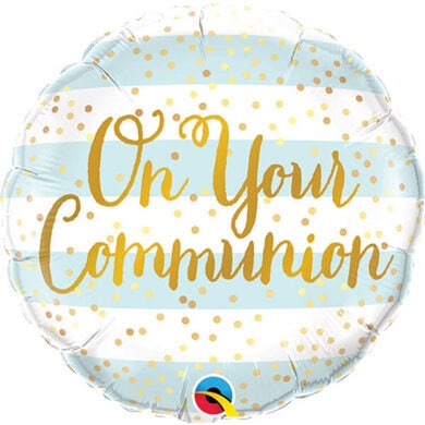 Blue Stripes Communion 18 Inch Foil Balloon
