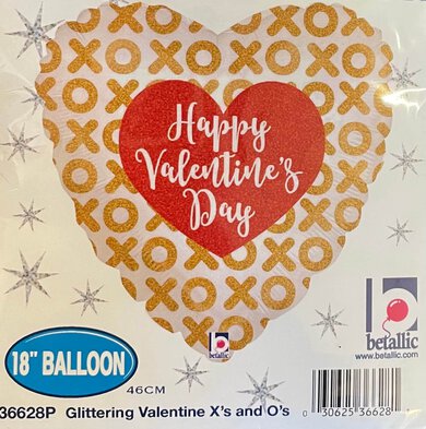 Happy Valentines Day 18" Glittering X's & O's Foil Balloon