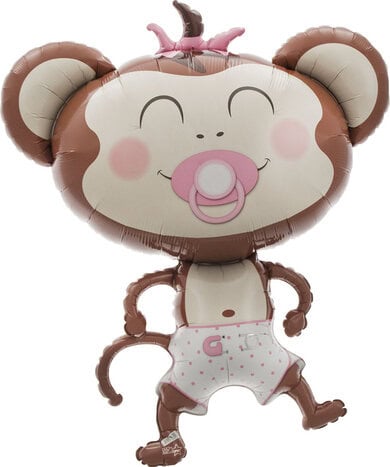 41 Inch  Baby Girl Monkey Foil Balloon