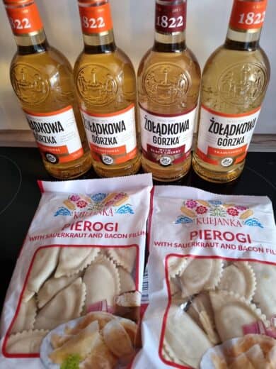 Vodka und Pierogi vom LIDL