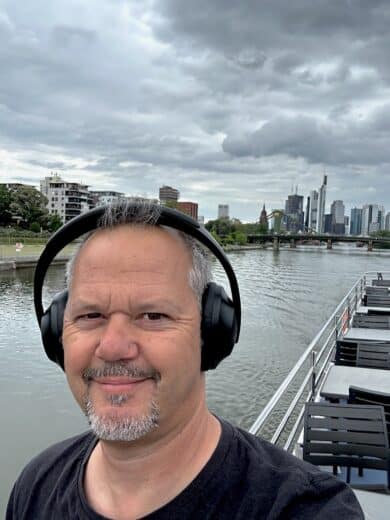 Ich auf dem Schiff, kurz nach Abfahrt