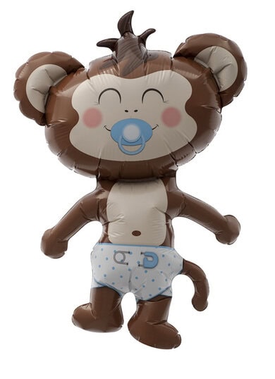 14 Inch Baby Boy Monkey Air fill Self Sealing Foil Balloon