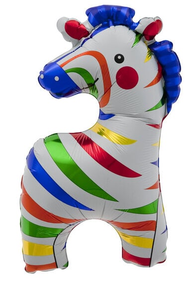 14 Inch Colourful Wee Zebra Self Sealing Foil Balloon Stick Cup included