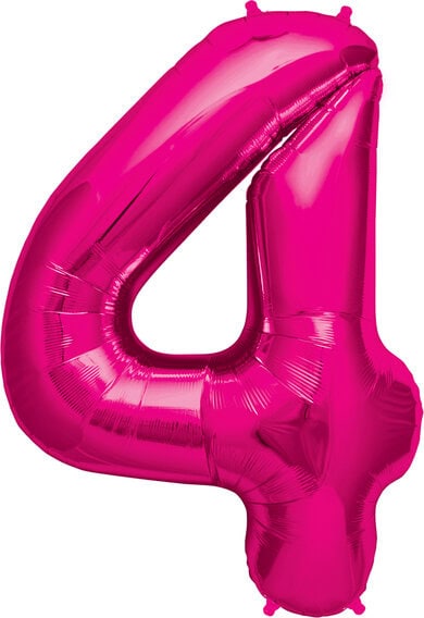34 Inch  Number 4 - Magenta Foil Balloon