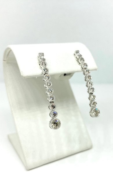 14k .75ctw Diamond Cascading Dangle Earrings - Image 2
