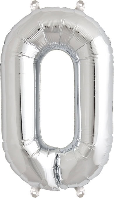 16 Inch Number 0 - Silver Foil Balloon