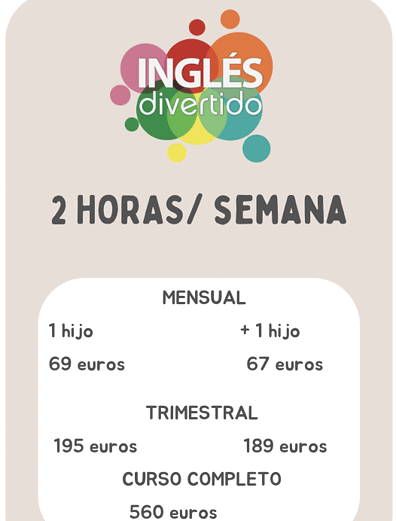 Precios clases 2 horas por semana