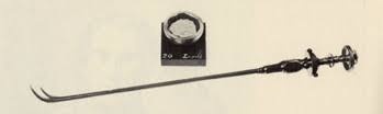 Lithotrite used by Thompson on Napoleon III and Fragment of the extracted stone