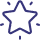 A simple dark blue outline of a star with small dashed lines radiating from its points.
