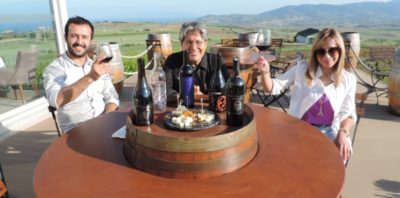 Enjoying the wine and the spectacular view at Barbare with the winery manager.