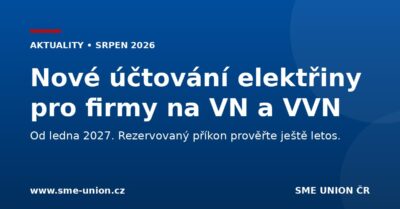 Banner aktuality: nové účtování elektřiny pro firmy na vysokém a velmi vysokém napětí od ledna 2027