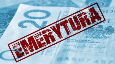 banknot, czerwony napis emerytura