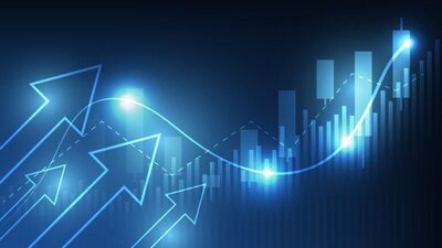 wykres, niebieskie wektory w górę