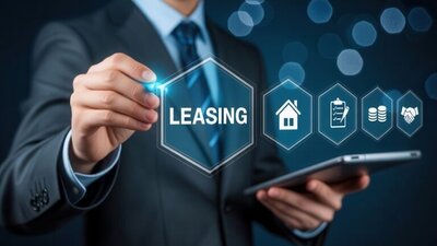 napis i symbole na wirtualnym ekranie, Leasing