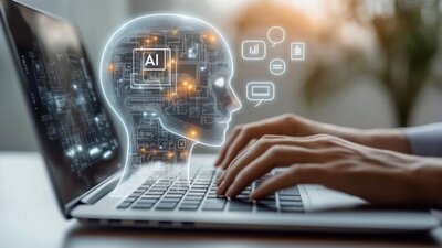 laptop, wirtualny obraz AI