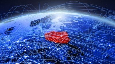 fragment globusa, Polska, wirtualne linie, globalna gospodarka