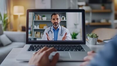 lekarz na ekranie laptopa