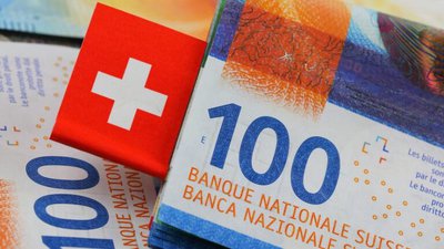 banknoty franki szwajcarskie, miniatura flagi Szwajcarii