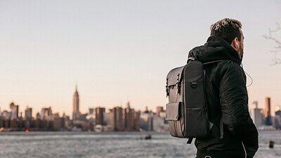 Man wearing backpack