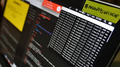 turned on flat screen monitor