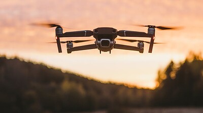 selective focus photo of flying drone