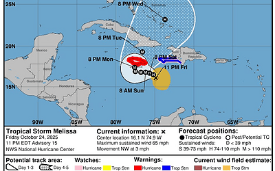 Tormenta Tropical Melissa mantiene su influencia sobre el Caribe colombiano