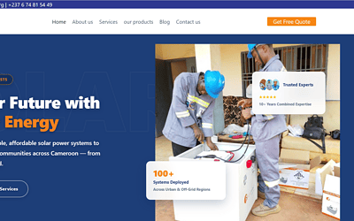 Solar Bright Future website showing renewable energy services and solar panel installation information