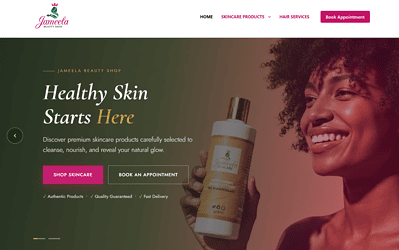 Jameela Skincare natural skincare e-commerce store product page