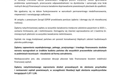 Ogólnopolski Związek Pracodawców Szpitali Powiatowych z dnia 2 marca 2026 r.